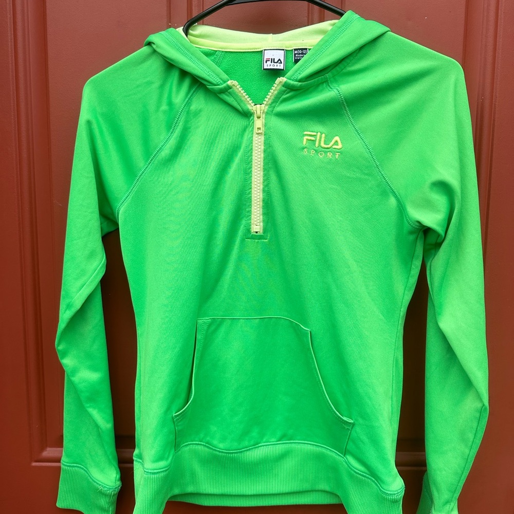 Fila Sport Lime Green Zip-Up Jacket girls 10/12 Medium